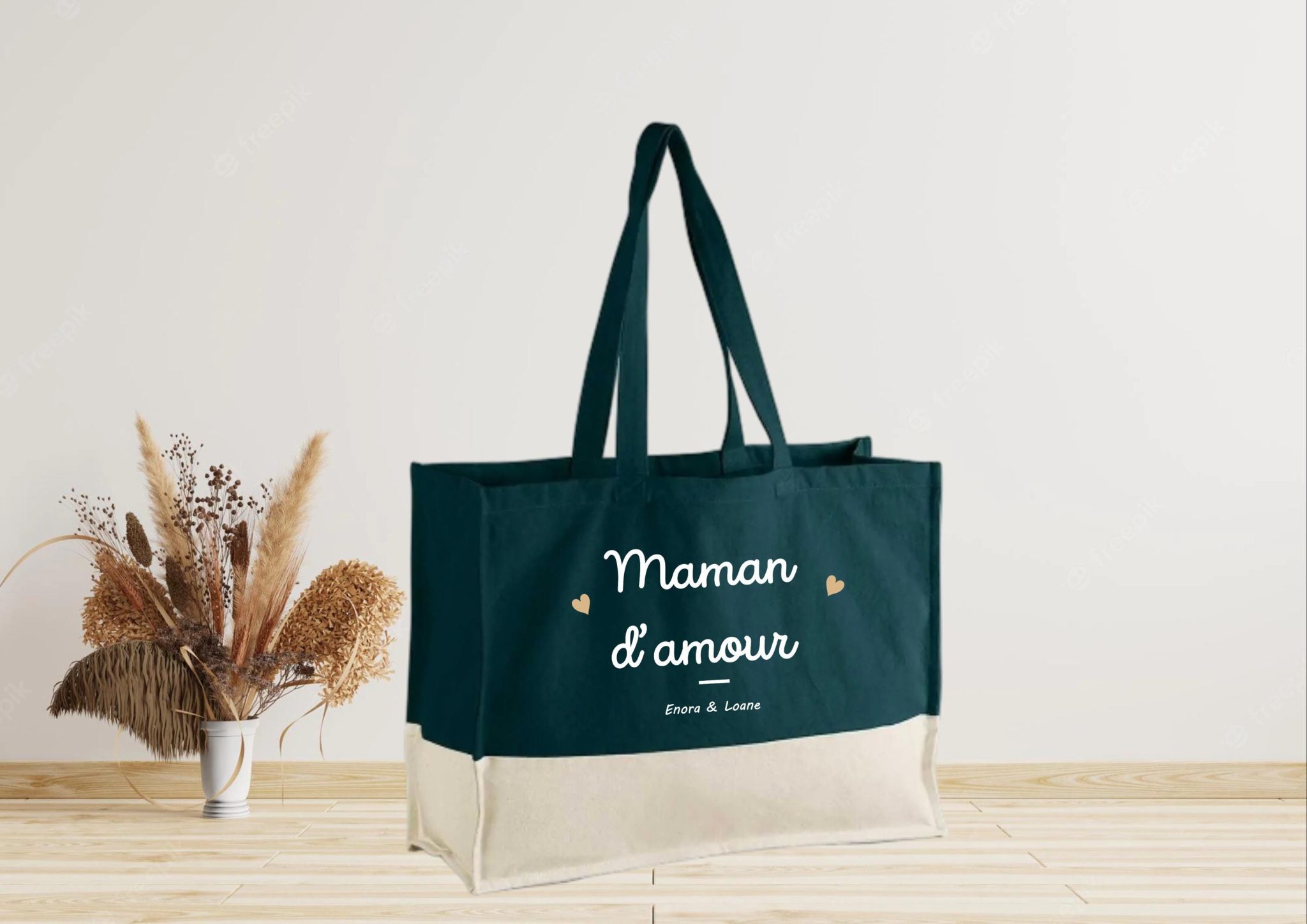 Grand sac cabas personnalisé Maman d'amour — cadeau fête maman