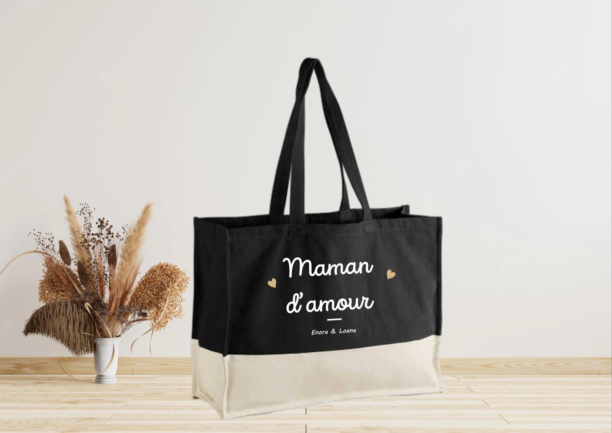 Grand sac cabas personnalisé Maman d'amour — cadeau maman