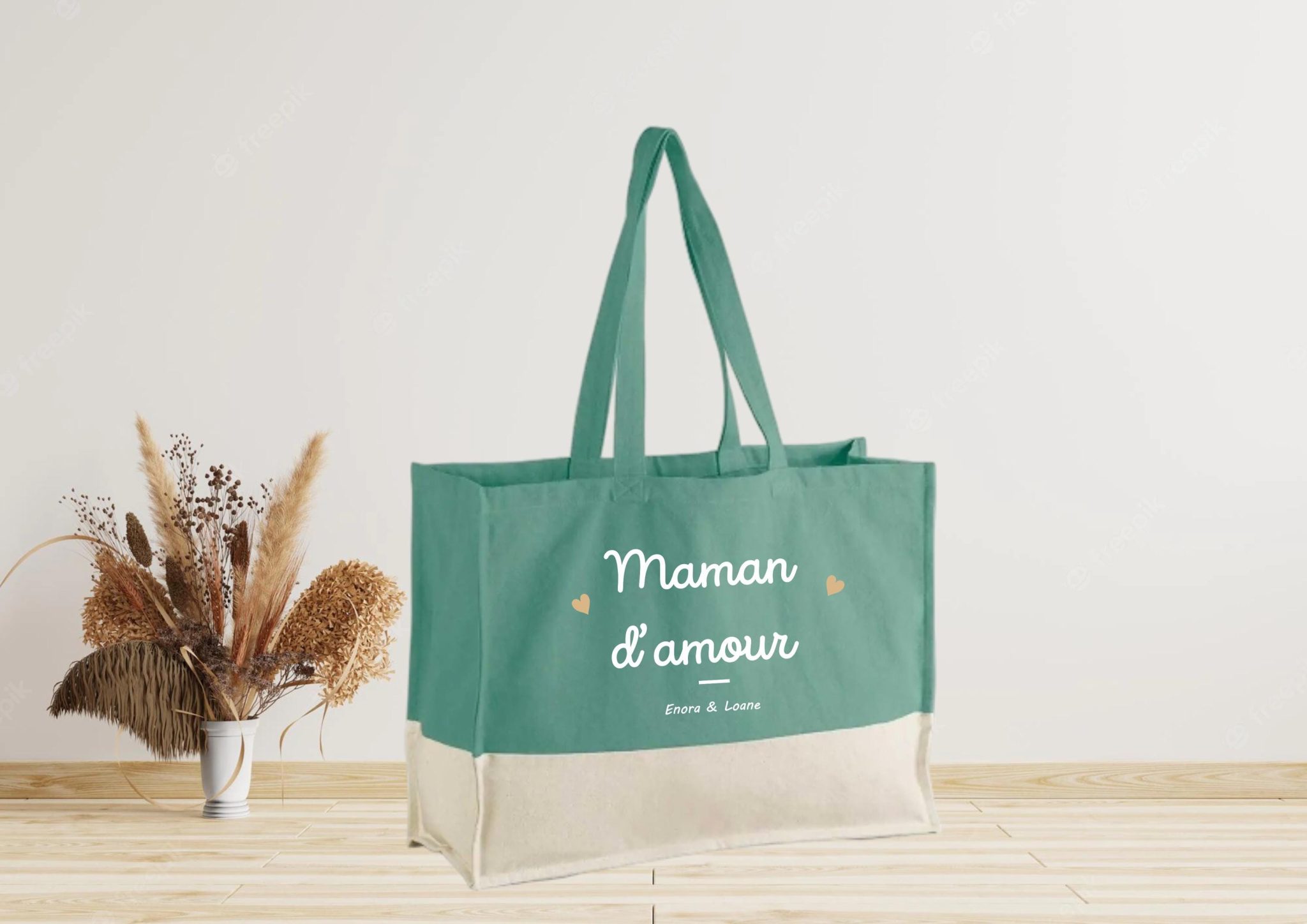 Grand sac cabas personnalisé Maman d'amour — cadeau personnalisé maman