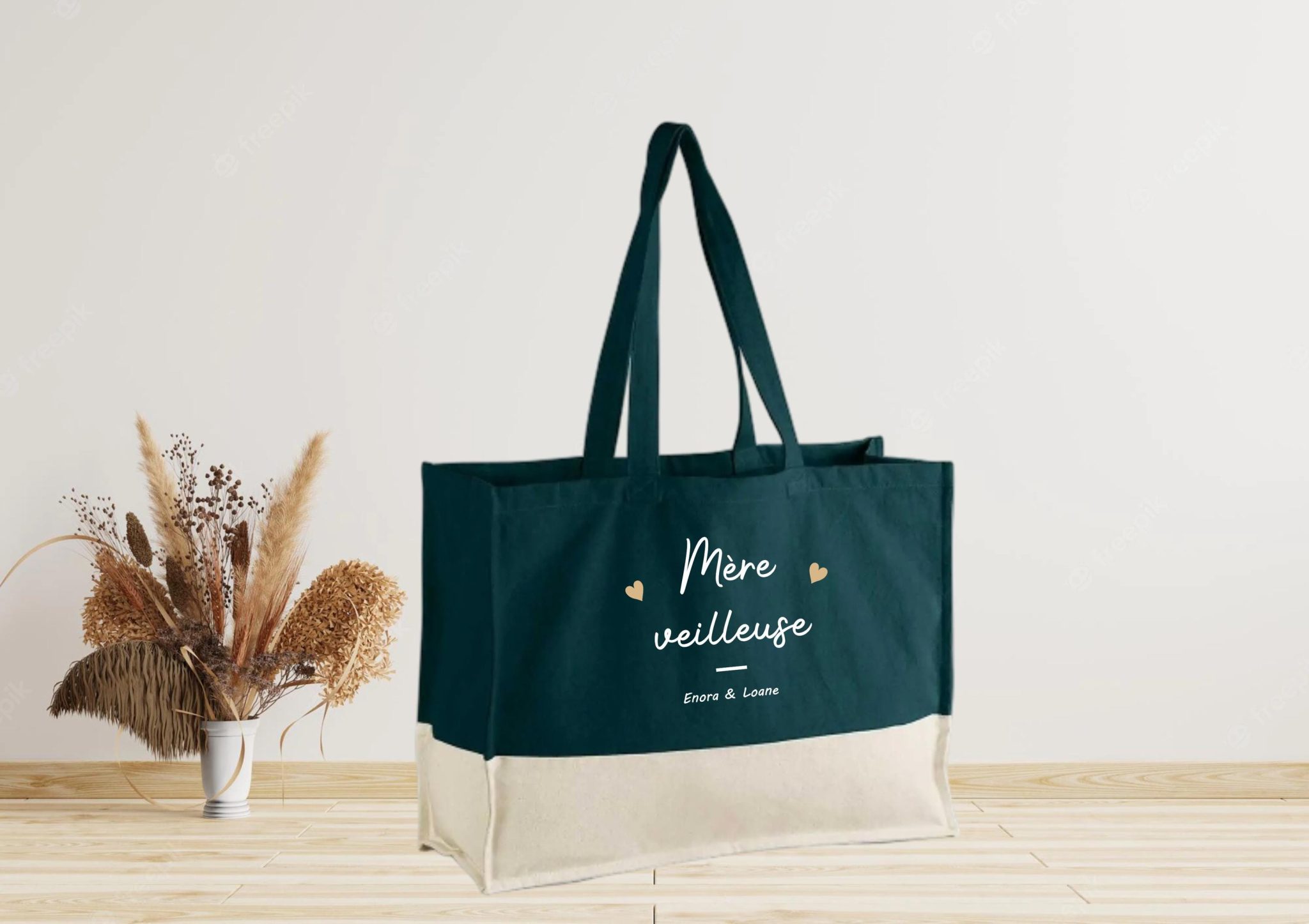 Grand sac cabas personnalisé Mère-veilleuse — anniversaire maman