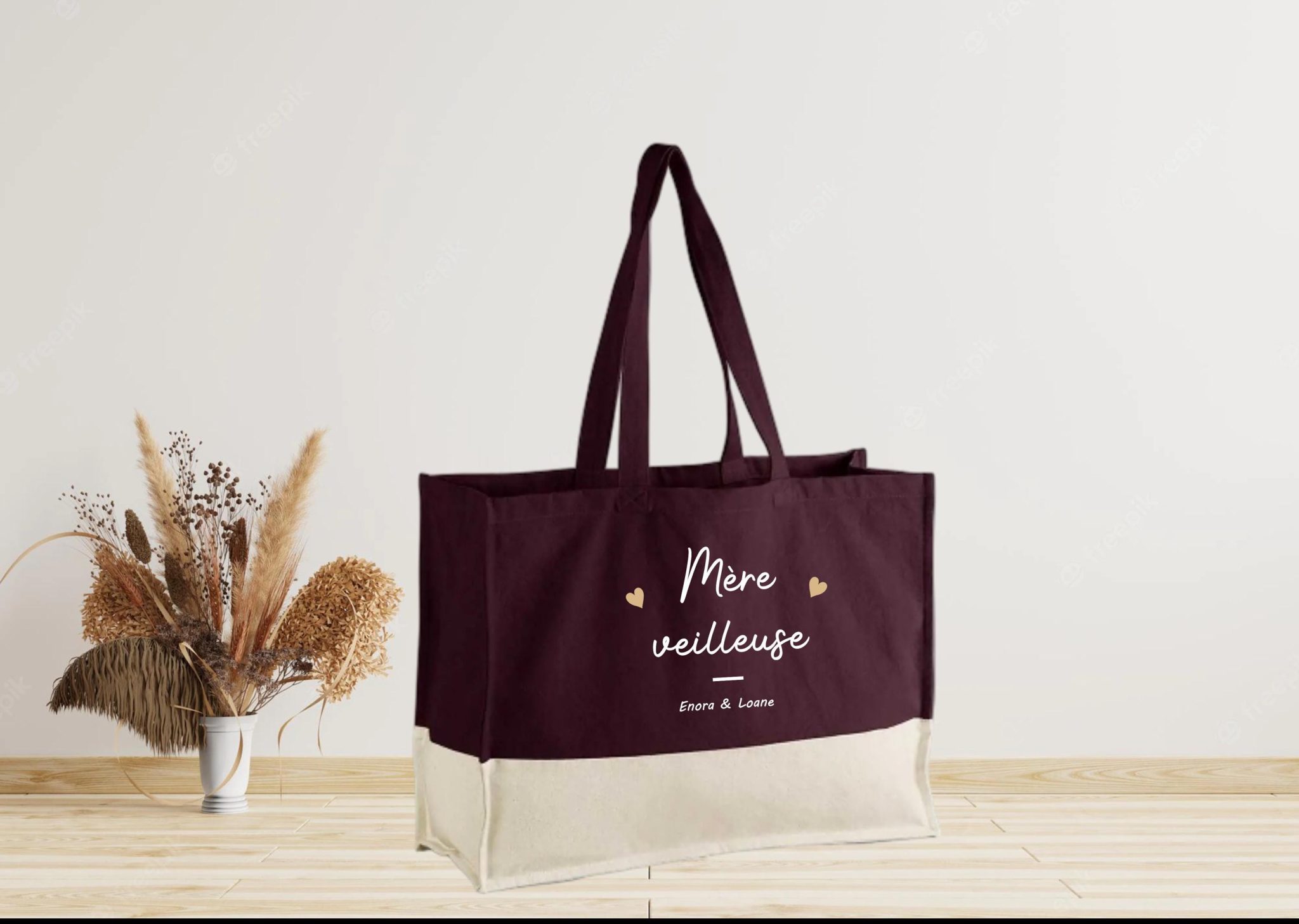 Grand sac cabas personnalisé Mère-veilleuse — cadeau fête maman