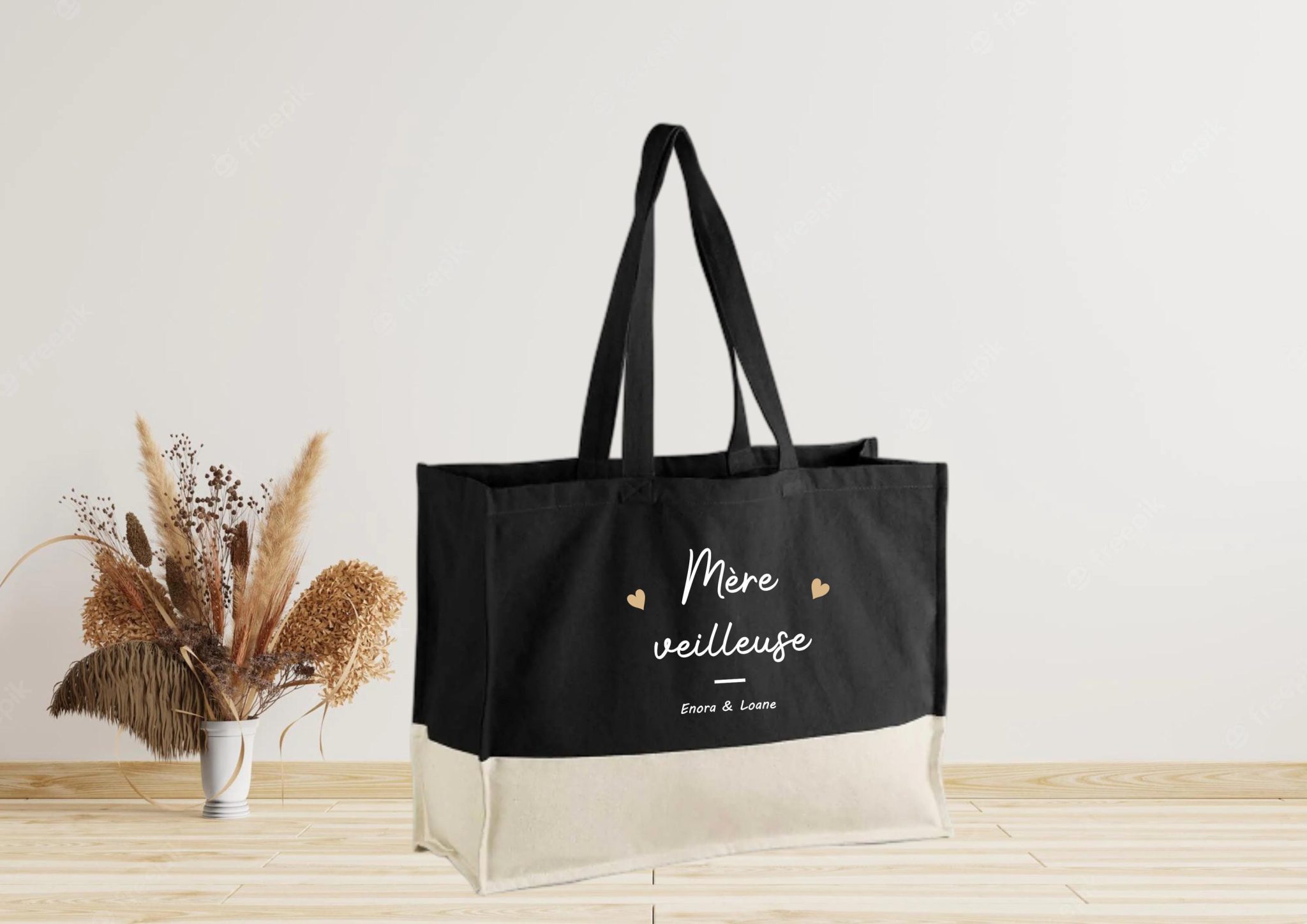 Grand sac cabas personnalisé Mère-veilleuse — cadeau maman