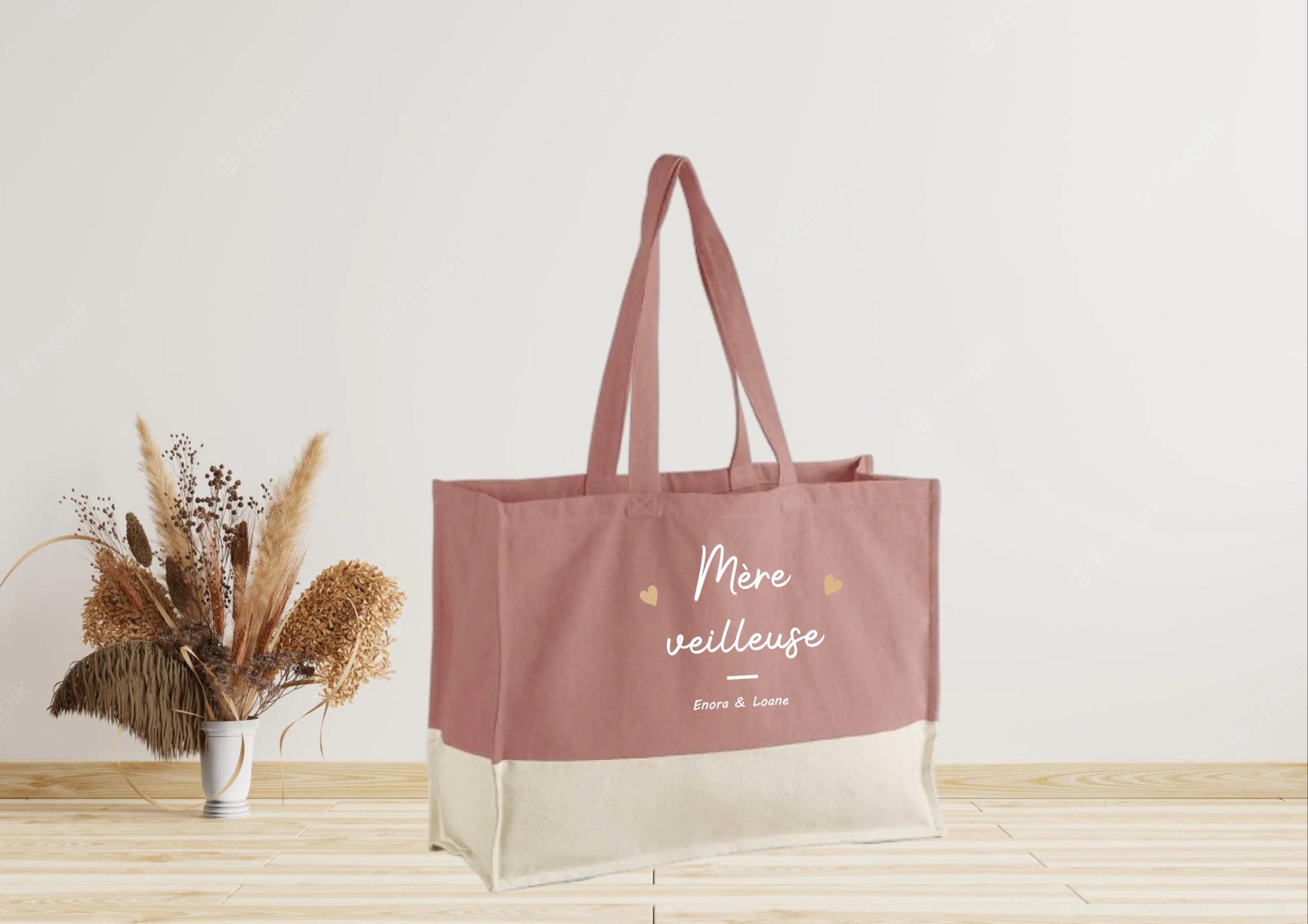 Grand sac cabas personnalisé Mère-veilleuse — cadeau maman d'amour