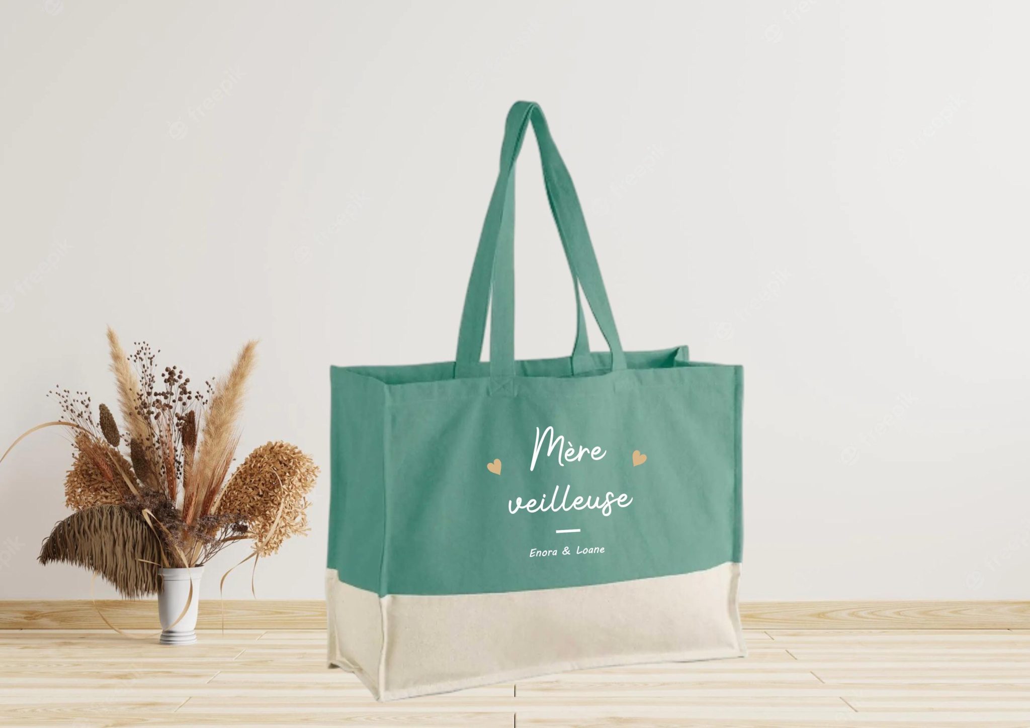 Grand sac cabas personnalisé Mère-veilleuse — cadeau personnalisé maman