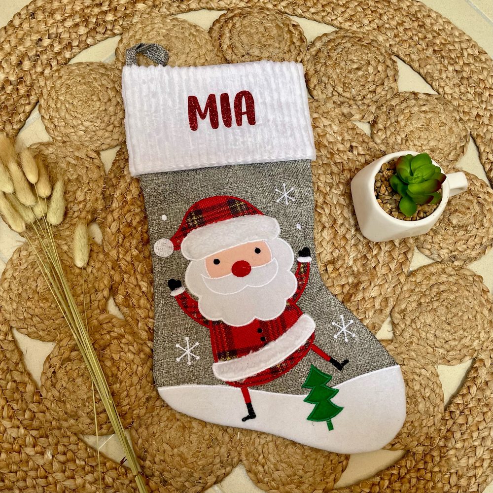 Grande botte de Noël personnalisée avec prénom