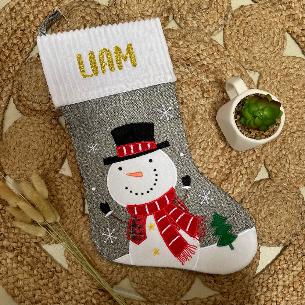 Grande chaussette de Noël grise