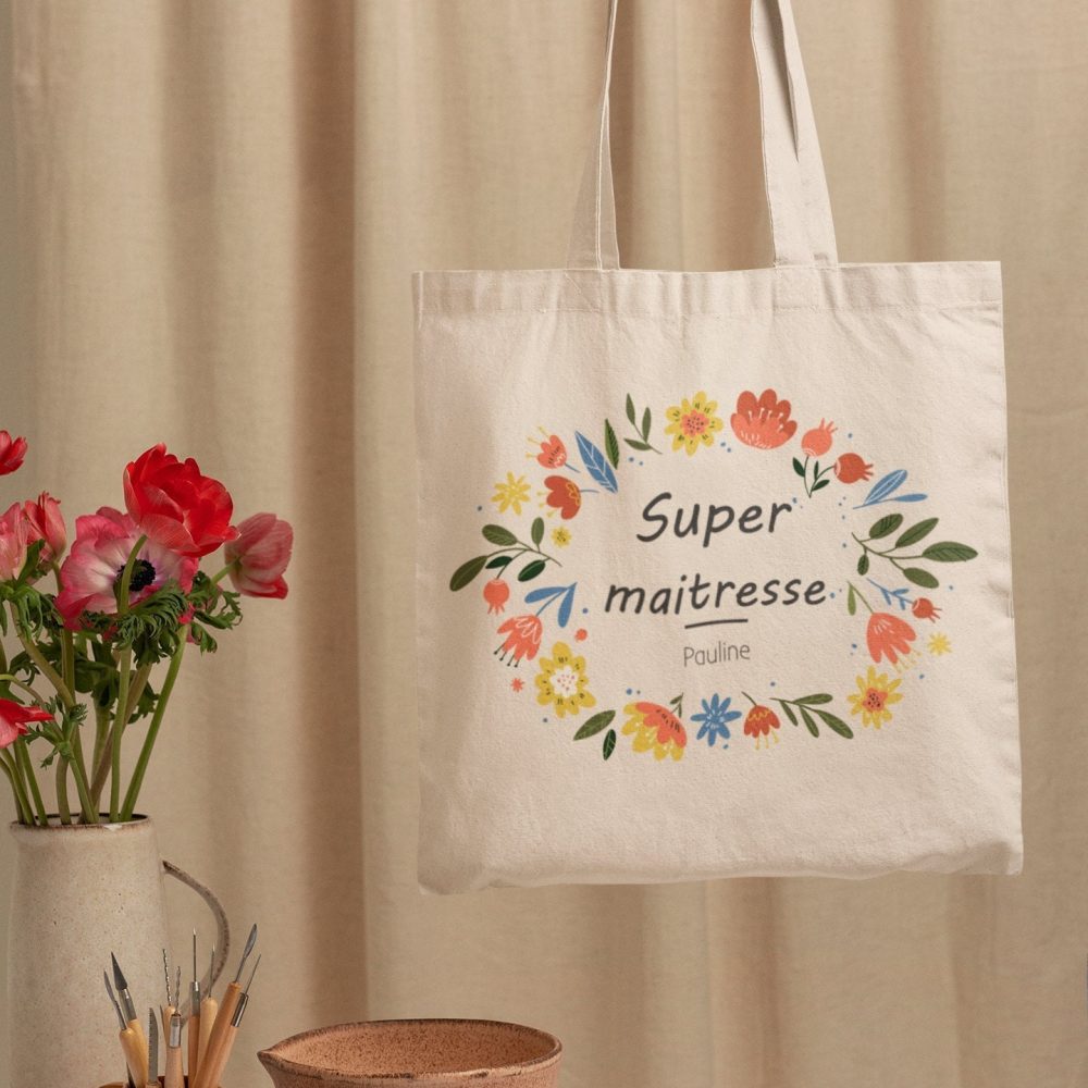 Tote bag personnalisé maitresse atsem