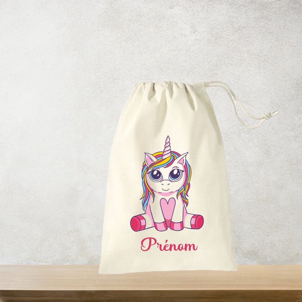 Sac à personnaliser licorne / sac de change / sac de vêtement bébé et enfant