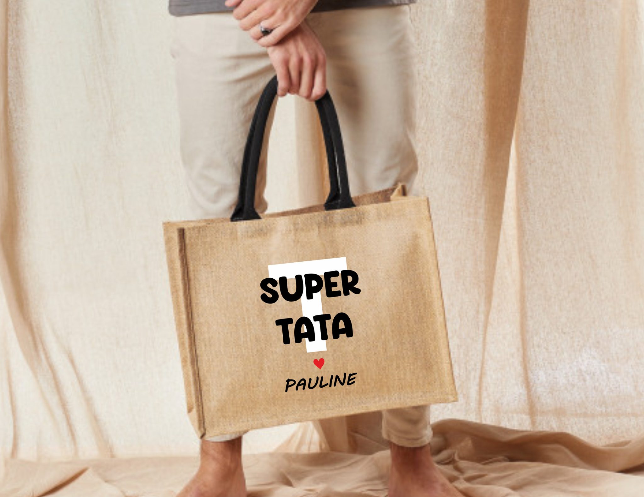Sac jute personnalisé, Super Nounou - Cadeau personnalisé nounou, Maman Mamie, Maîtresse, sac personnalisé, sac cabas — sac à personnaliser