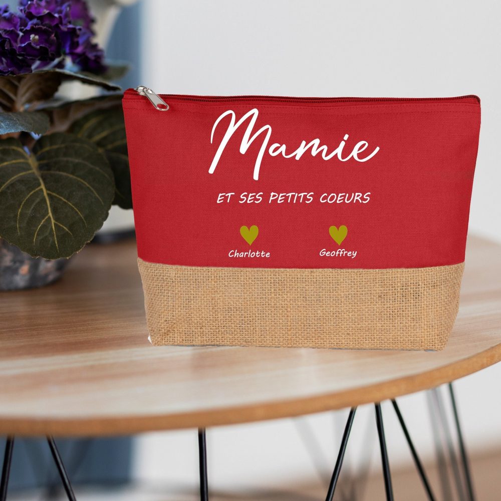 Grande trousse à personnaliser Mamie et ses petits coeur - anniversaire mamie - Cadeau mamie - fête des grands mères- Mamie Noël