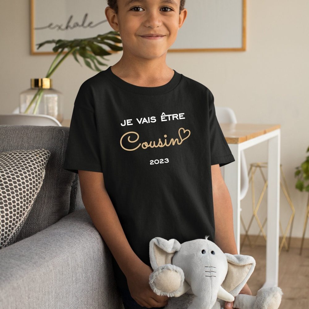 T-shirt personnalisé futur cousin 2026, annonce grossesse famille.