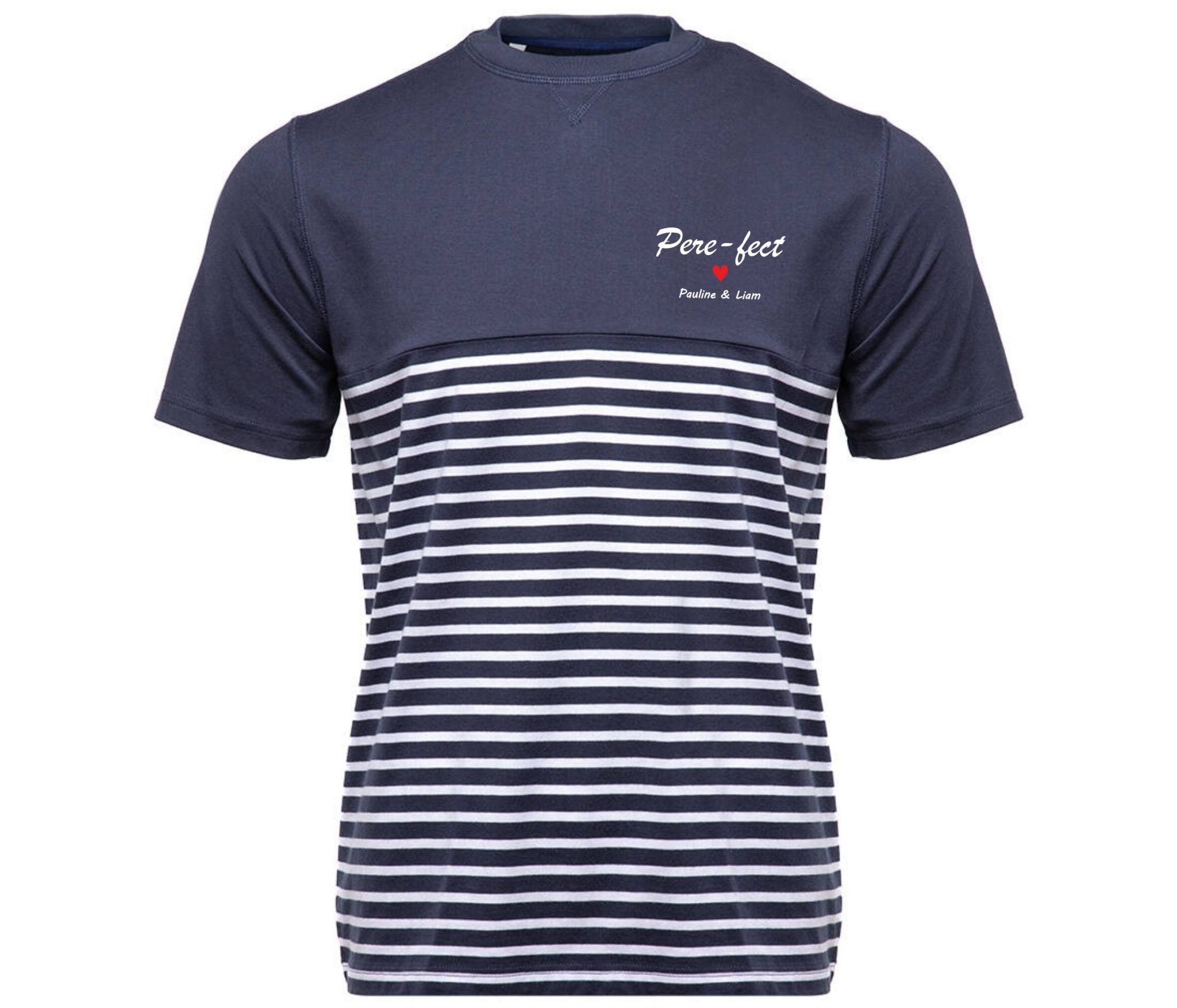 Tee-shirt personnalisé marinière, fête des mères, mère veilleuse, anniversaire maman/papa, fête des pères. Cadeau personnalisé — tshirt maman personnalisé