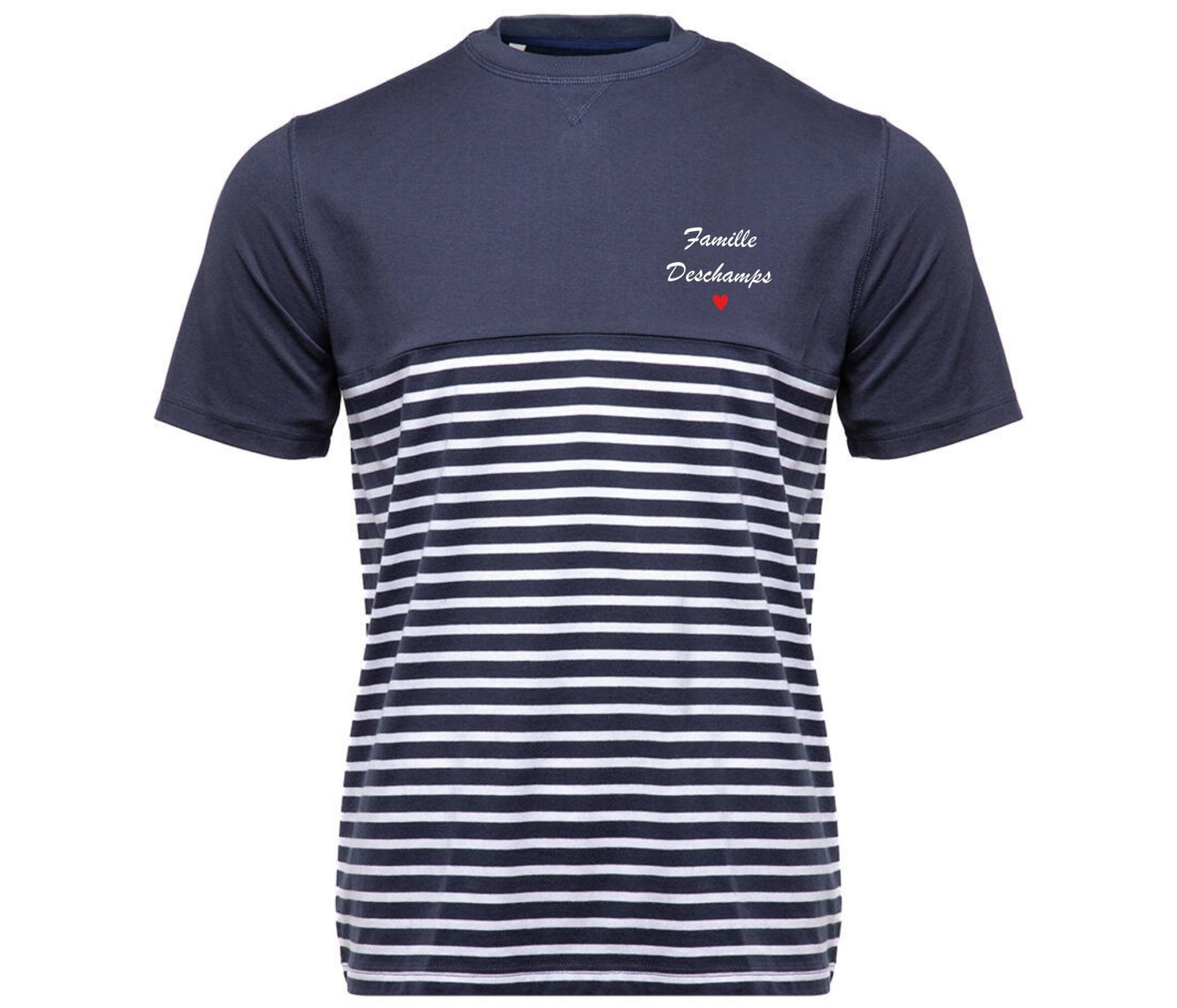 Tee-shirt personnalisé marinière, fête des mères, mère veilleuse, anniversaire maman/papa, fête des pères. Cadeau personnalisé — tshirt marinière