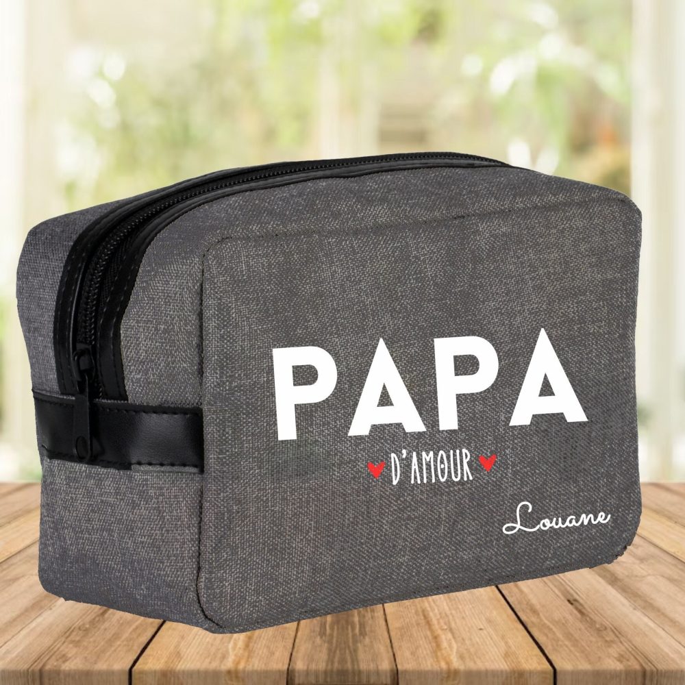 Trousse de toilette personnalisée, Papa d'amour, Fête des pères, cadeau personnalisé, Cadeau pour homme, père, anniversaire papa. Noël papa