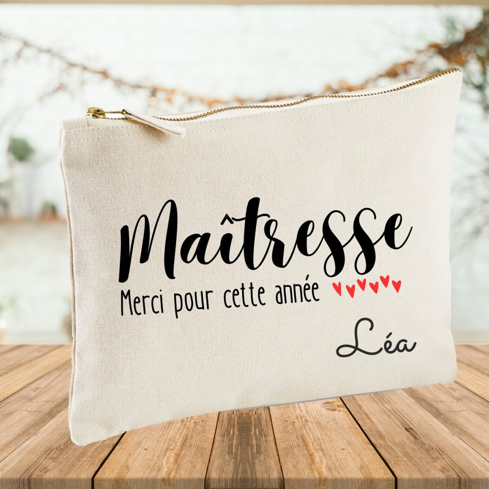 trousse à personnaliser maîtresse, cadeau fin d'année, cadeau école, merci de m'avoir fait grandir
