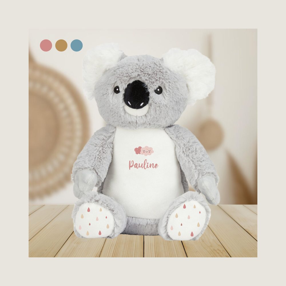 Peluche Koala personnalisé prénom - cadeau naissance bébé personnalisé, cadeau anniversaire 2 ans, cadeau noël enfant, peluche koala prénom
