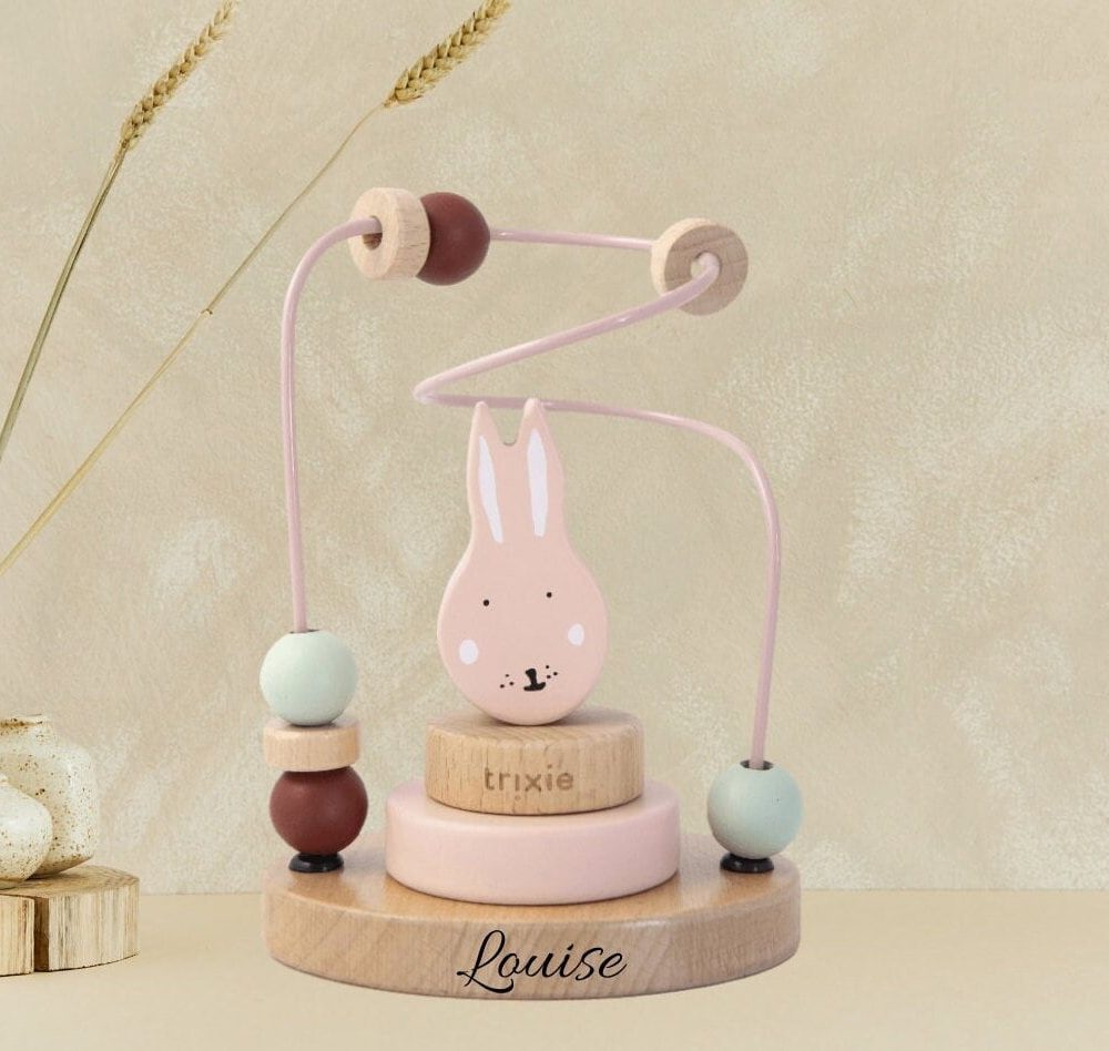 Labyrinthe de perles en bois Lapin Cadeau de naissance-Jouet bois personnalisé- cadeau bébé Noël - décoration chambre bébé