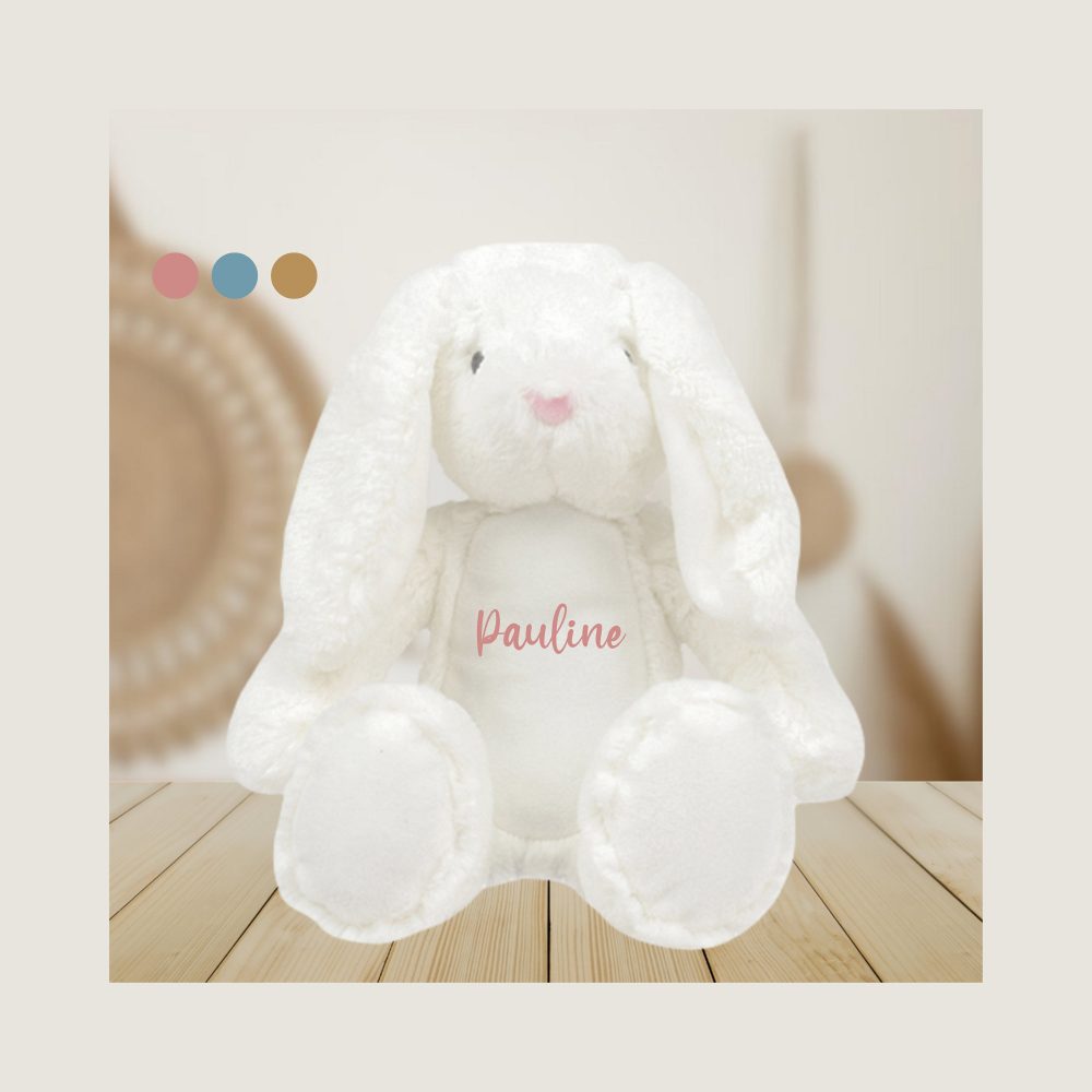 Peluche Lapin personnalisé prénom - peluche personnalisé enfant prénom, doudou lapin cadeau de naissance, cadeau anniversaire enfant