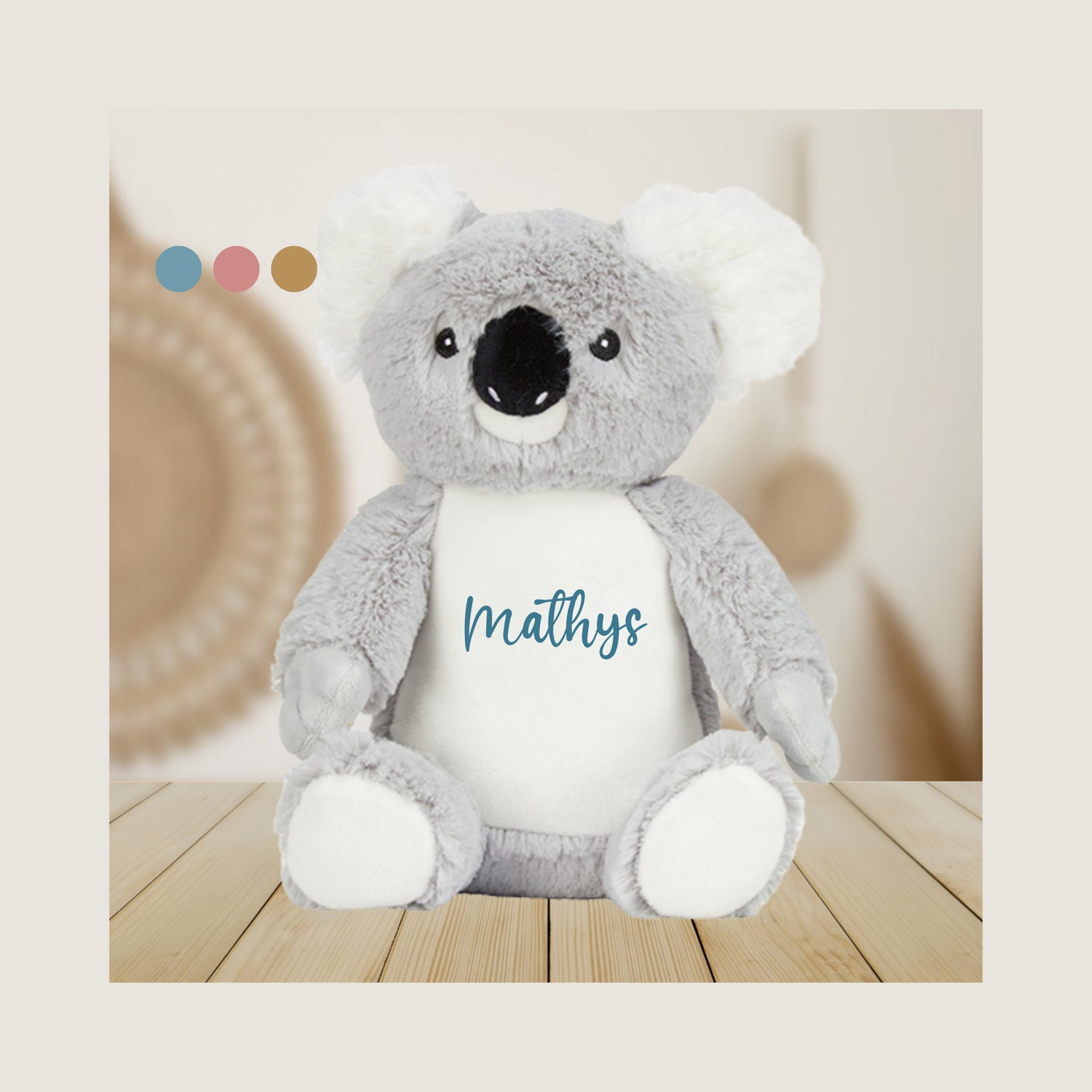 Peluche Koala personnalisé prénom - cadeau anniversaire enfant personnalisé peluche enfant animal prénom, doudou koala cadeau noël enfant