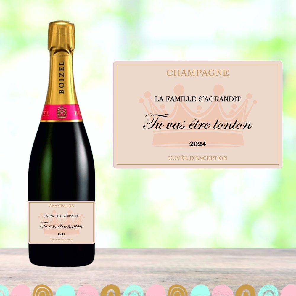 Tu vas être tonton 2026 - Etiquette de champagne - Annonce grossesse - Futur tonton
