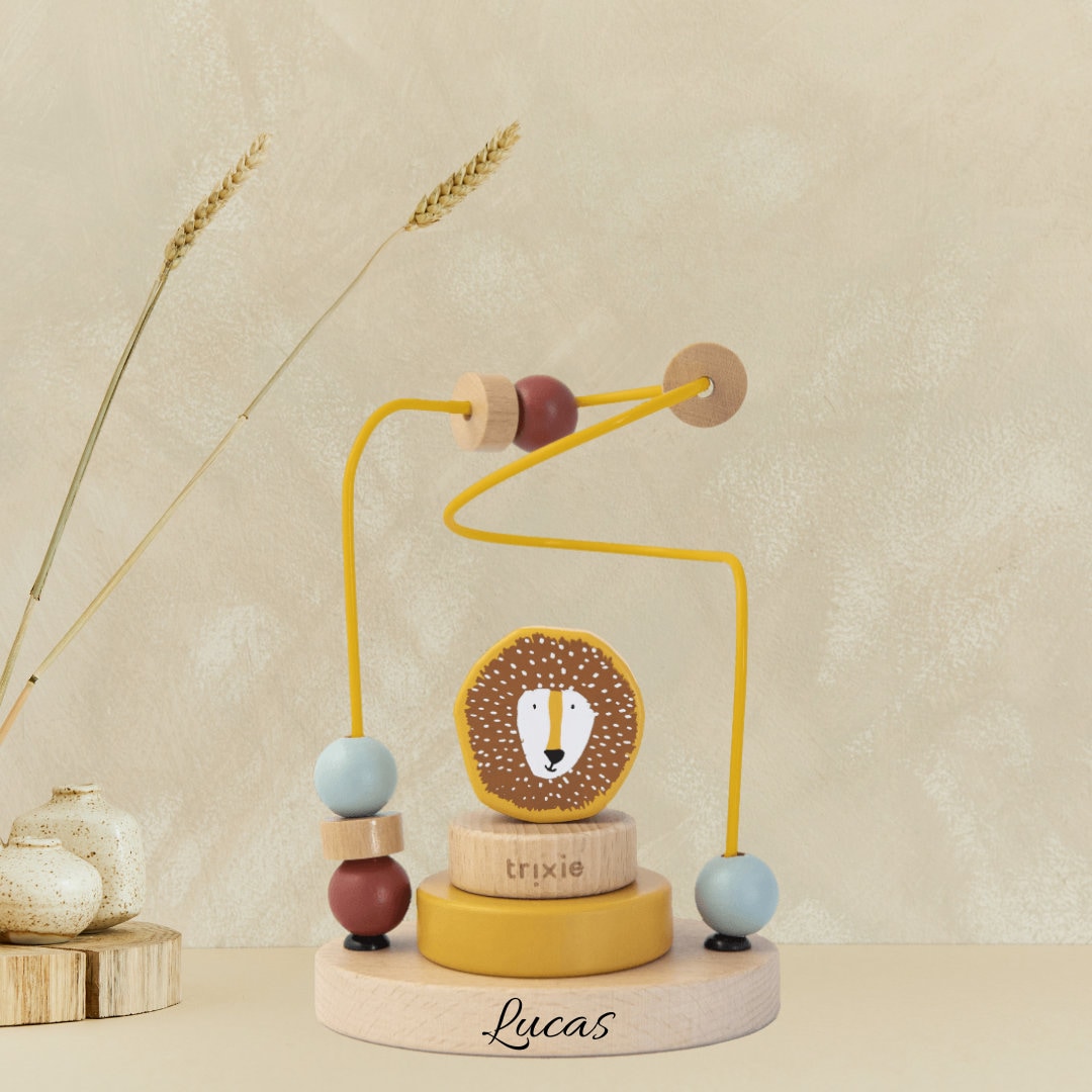 cadeau de naissance personnalisé, jouet en bois bébé, cadeau bébé prénom, cadeau bébé, cadeau naissance, jouet bois trixie, motricité bébé — jouet prénom personnalisé