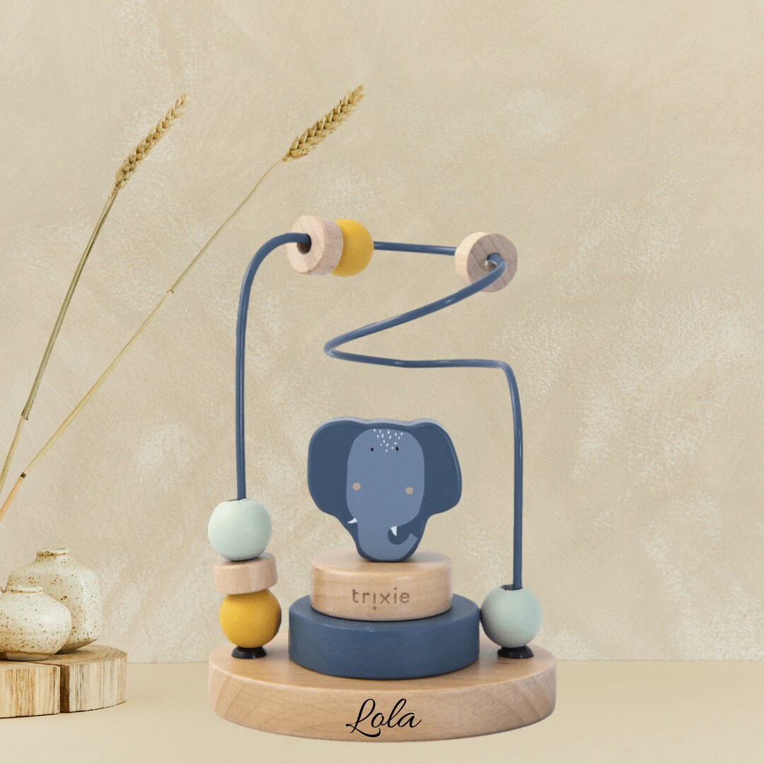 cadeau de naissance personnalisé, jouet en bois bébé, cadeau bébé prénom, cadeau bébé, cadeau naissance, jouet bois trixie, motricité bébé — jouet éducatif bébé