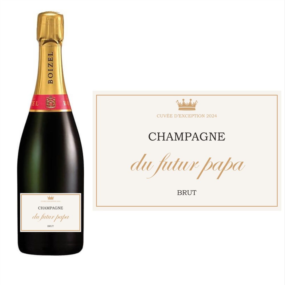 Étiquette de champagne annonce grossesse, papa, mamie, papi, grands-parents, tonton, tata,....