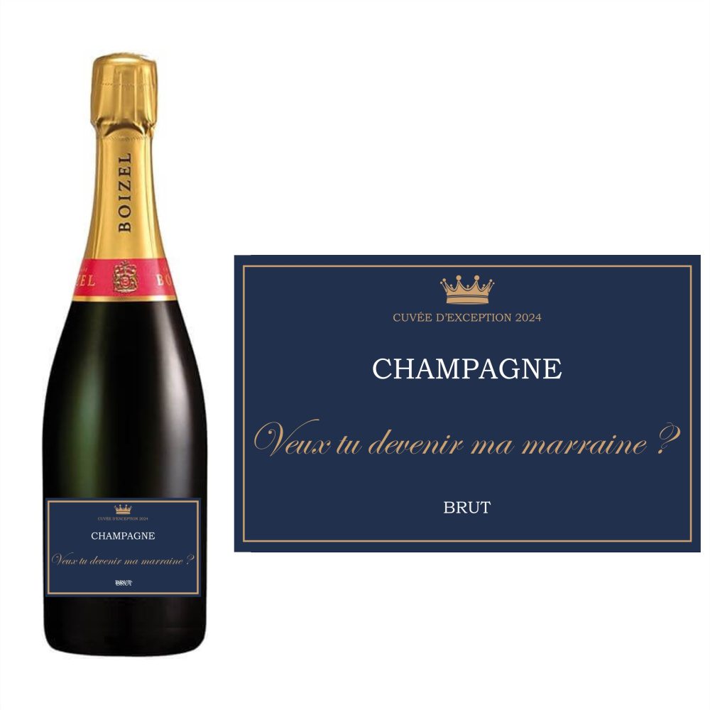Veux-tu devenir ma marraine ? Etiquette de champagne annonce grossesse, demande marraine