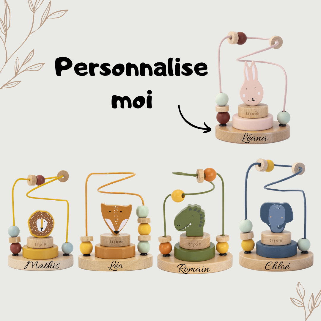 cadeau de naissance personnalisé, jouet en bois bébé, cadeau bébé prénom, cadeau bébé, cadeau naissance, jouet bois trixie, motricité bébé — cadeau enfant