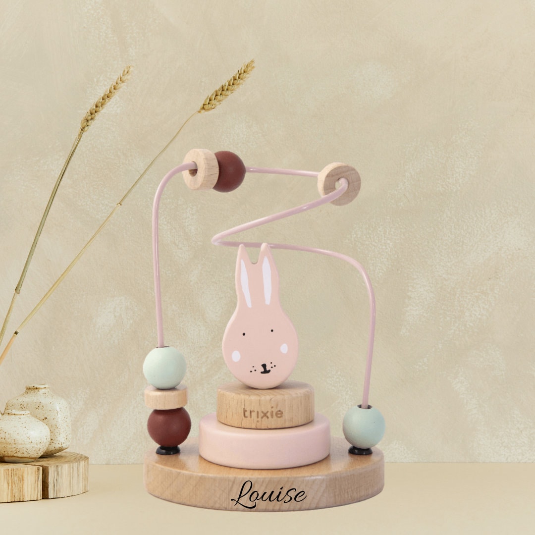 cadeau de naissance personnalisé, jouet en bois bébé, cadeau bébé prénom, cadeau bébé, cadeau naissance, jouet bois trixie, motricité bébé — cadeau bébé