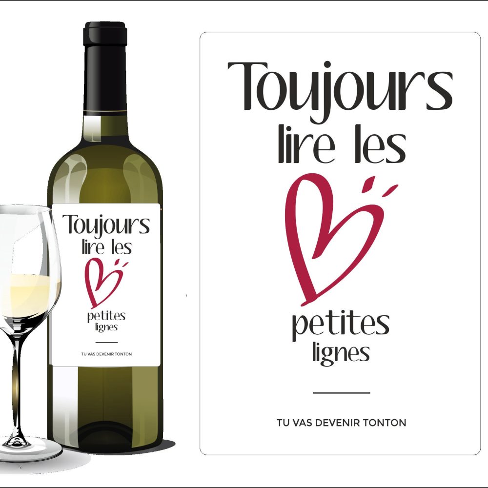 Annonce grossesse tonton étiquette bouteille de vin - Futur tonton - Existe pour papi, tata, mamie, grands-parents, papa, parrain,...