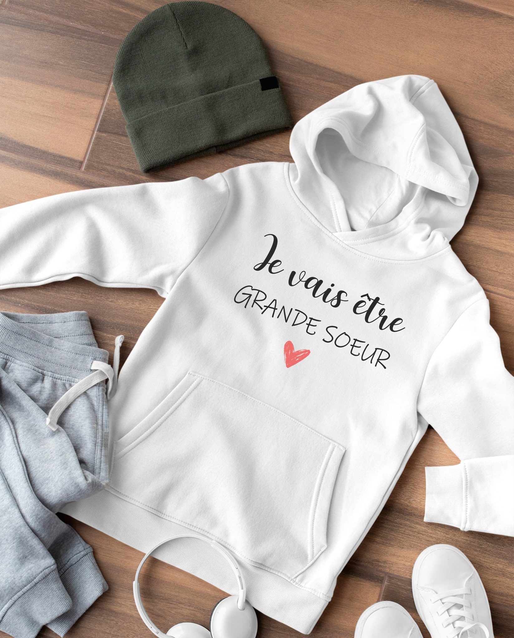 Sweat enfant je vais être grande sœur, annonce de grossesse t-shirt annonce de grossesse, Sweat à capuche — annonce grossesse personnalisé