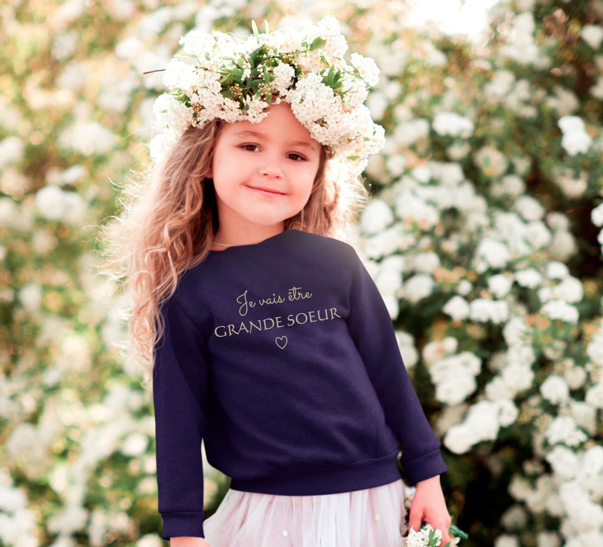 Sweat enfant je vais être grande sœur, annonce de grossesse, tee-shirt enfant annonce de grossesse. Annonce bébé