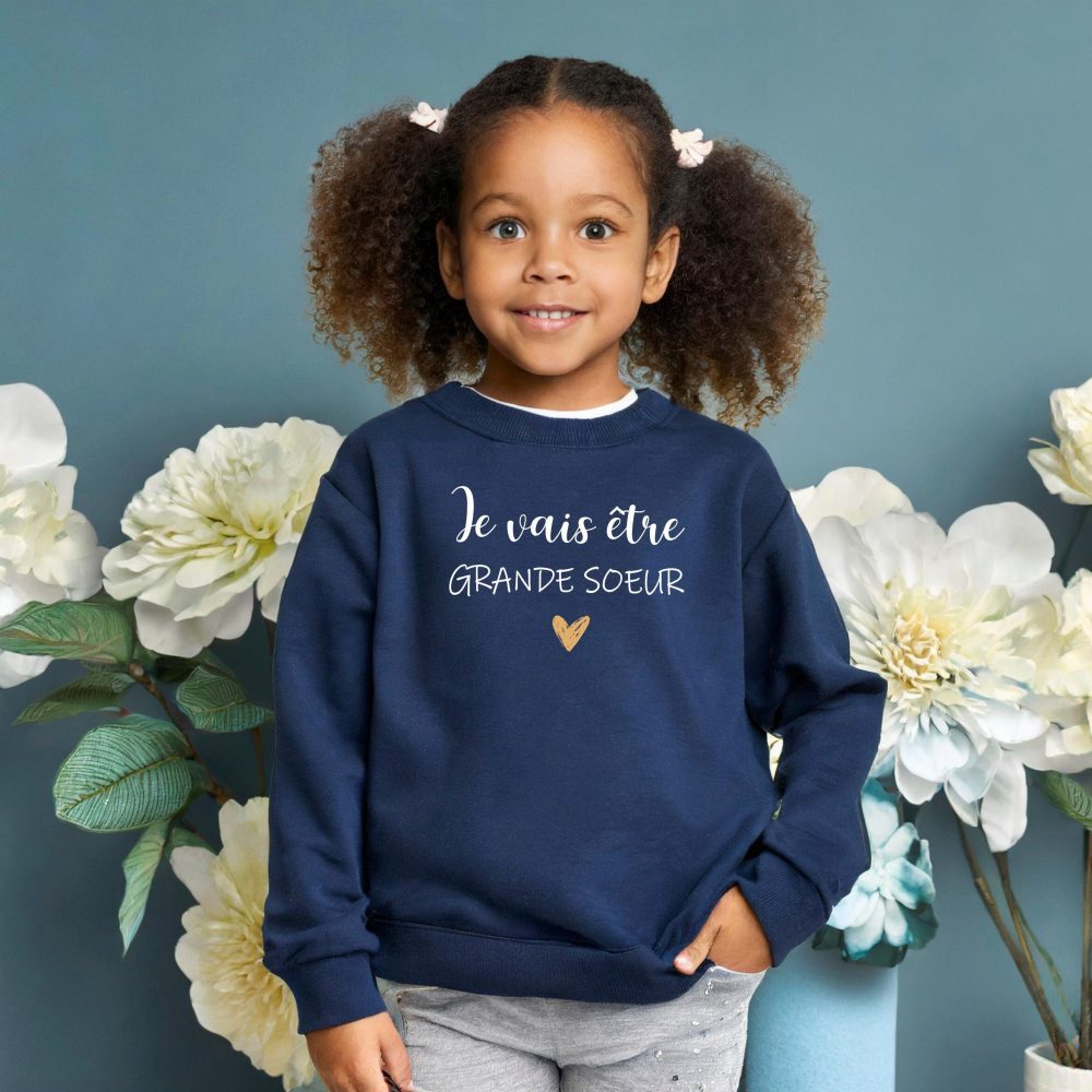 Sweat enfant je vais être grande sœur, annonce de grossesse t-shirt annonce de grossesse, Sweat à capuche
