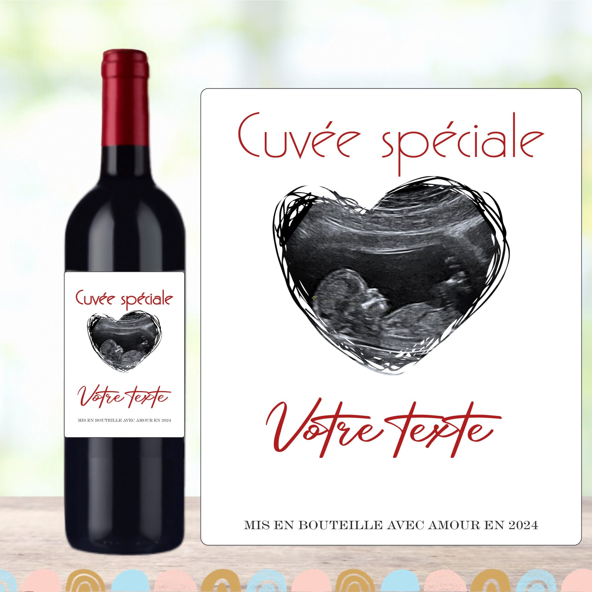 Étiquette bouteille de vin - Annonce grossesse - la famille s'agrandit - bébé en route - Stickers bouteille grossesse — annonce grossesse vin