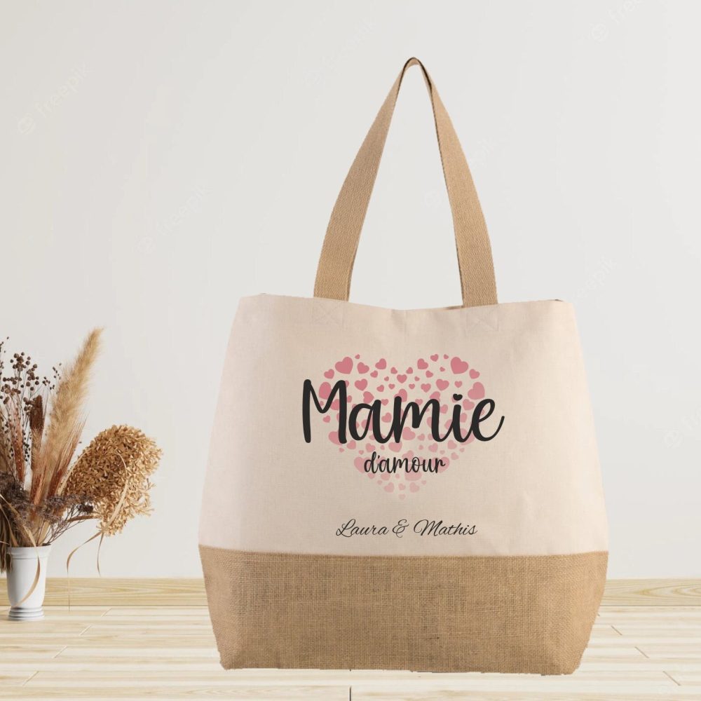 Grand sac à personnaliser Mamie - anniversaire mamie - Cadeau mamie - fête des grands mères, cadeau grand mère