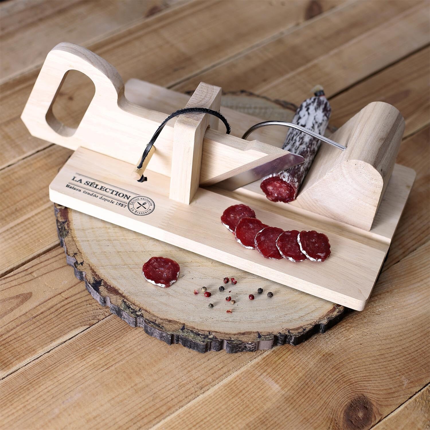 Trancheuse à charcuterie/saucisson personnalisée. Cadeau personnalisé pour papa, papi. Idée cadeau pour la fête des pères. — Trancheuse à saucisson