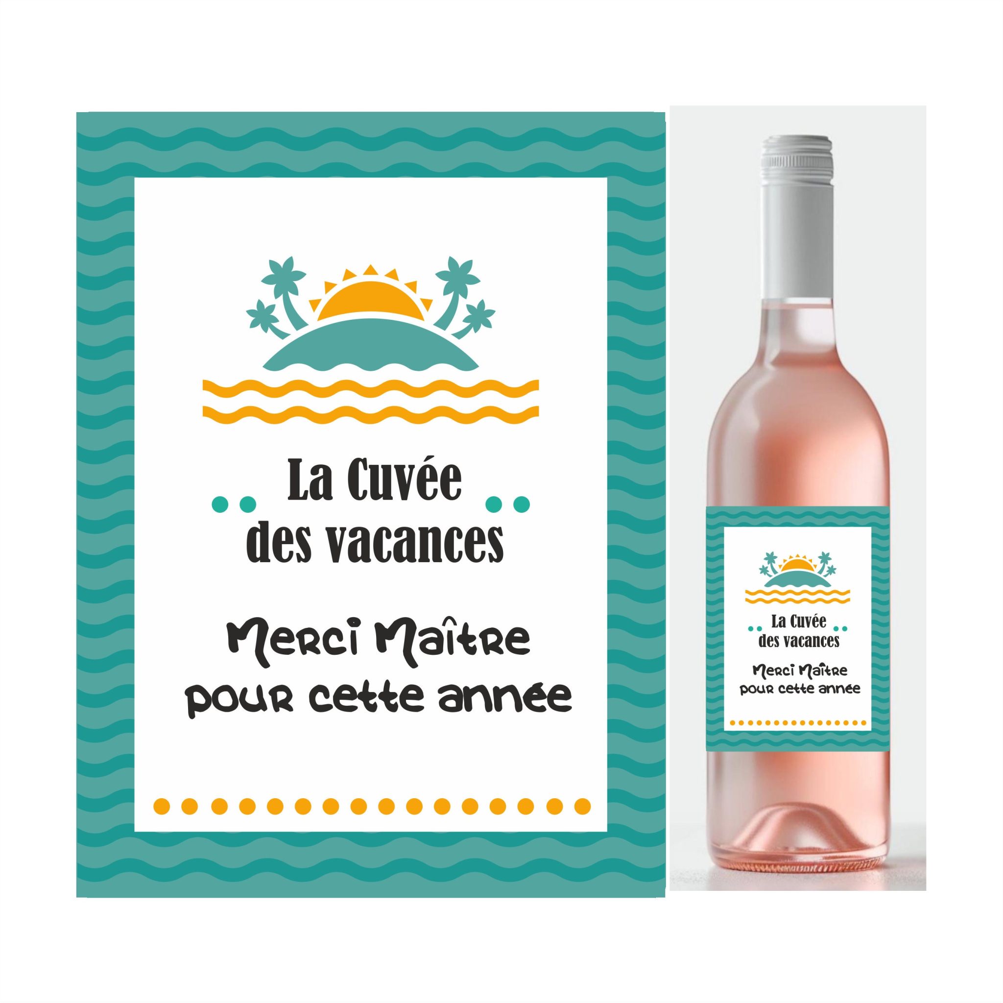 Étiquette bouteille de vin - Cadeau personnalisé maître - maîtresse - atsem - nounou - aesh. Merci maîtresse - Cadeau ATSEM - Merci maître — cadeau maitre