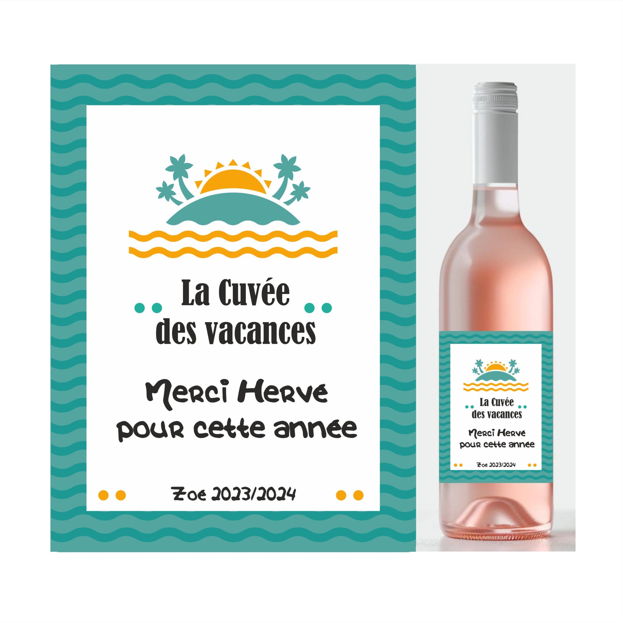 Étiquette bouteille de vin - Cadeau personnalisé maître - maîtresse - atsem - nounou - aesh. Merci maîtresse - Cadeau ATSEM - Merci maître — cadeau nounou