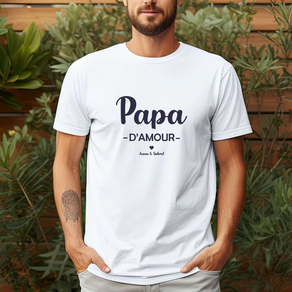 T-shirt personnalisé papa d'amour - Fête des pères - anniversaire papa - Noël papa - Cadeau personnalisé papa.