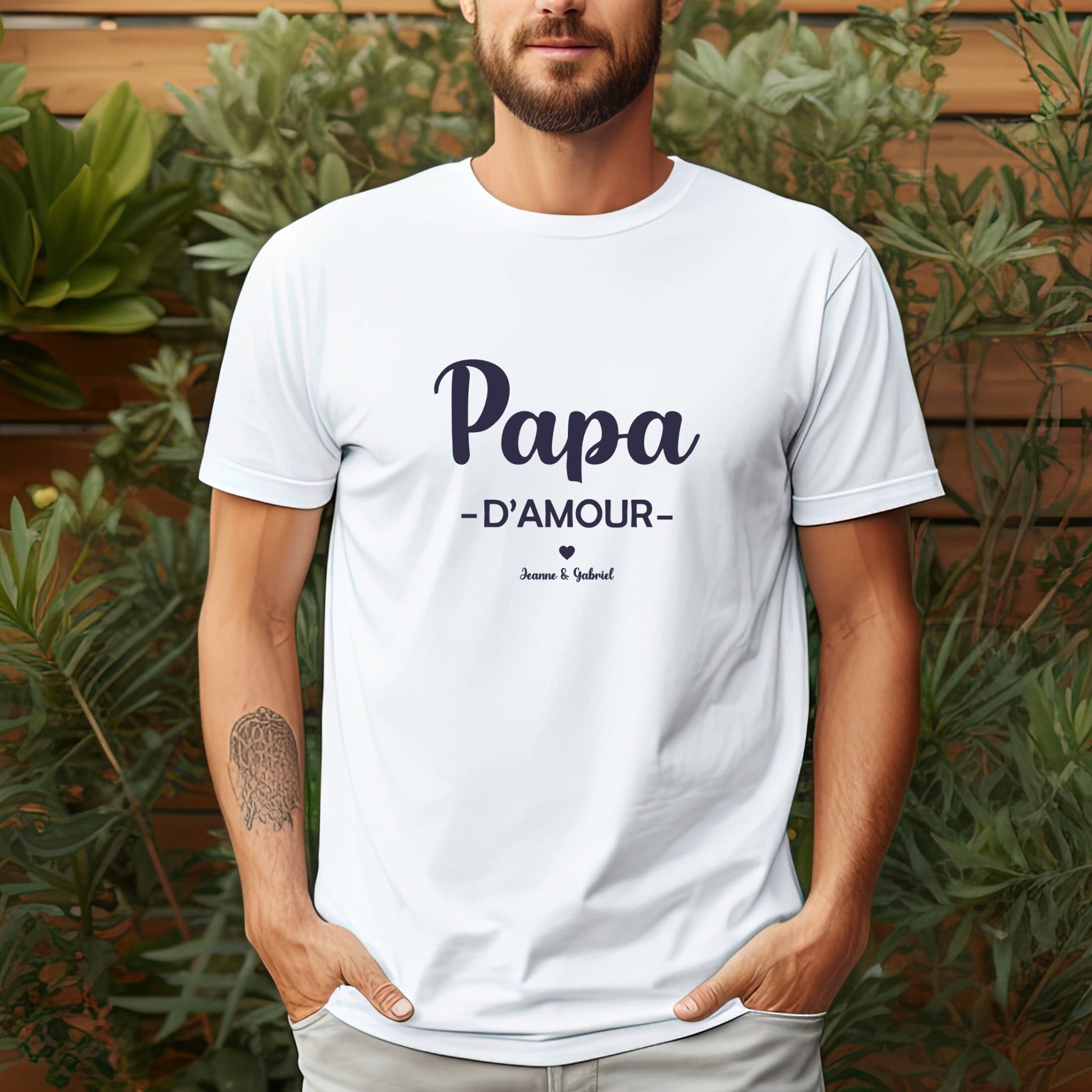 T-shirt personnalisé papa d'amour - Fête des pères - anniversaire papa - Noël papa - Cadeau personnalisé papa.