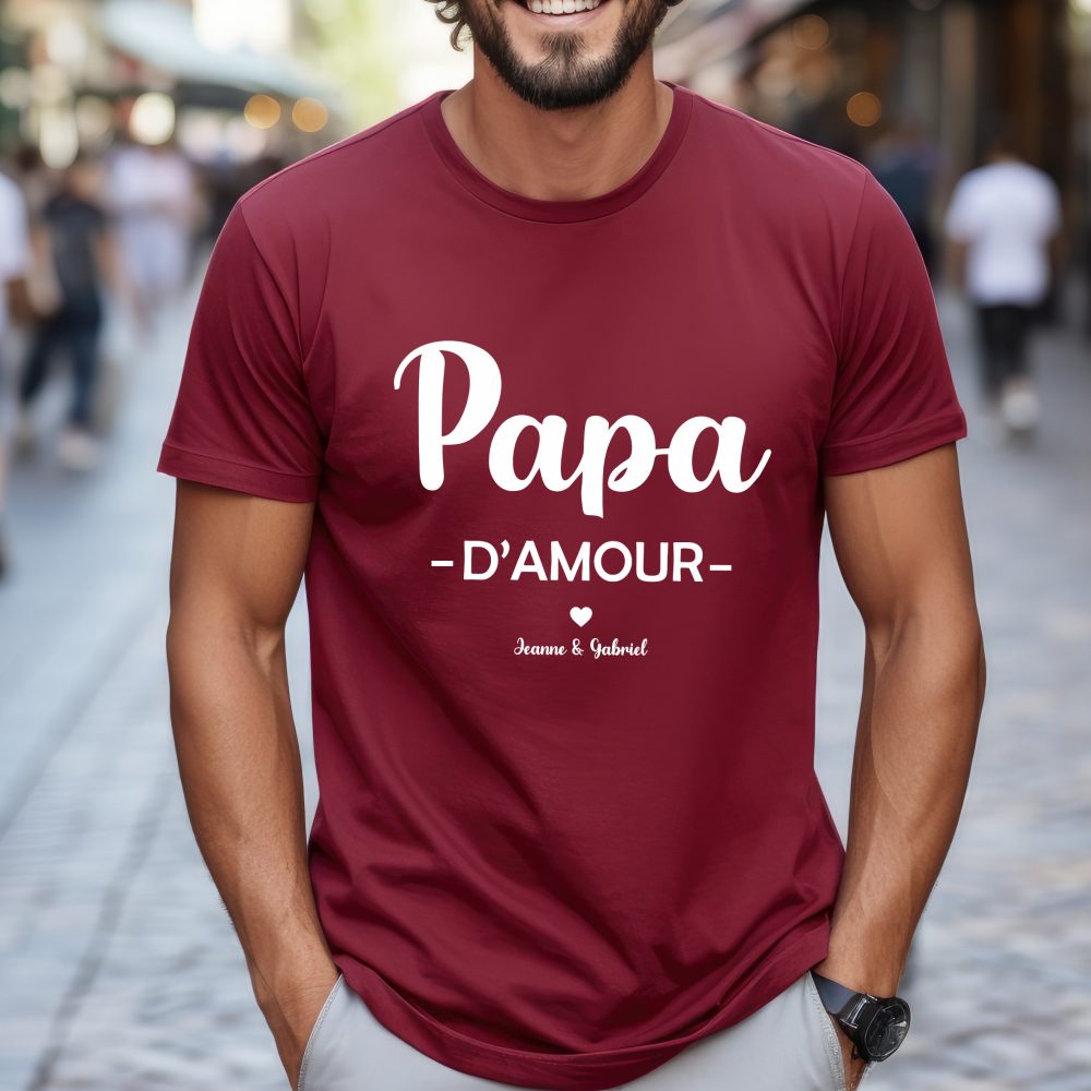 T-shirt personnalisé papa d'amour - Fête des pères - anniversaire papa - Noël papa - Cadeau personnalisé papa.