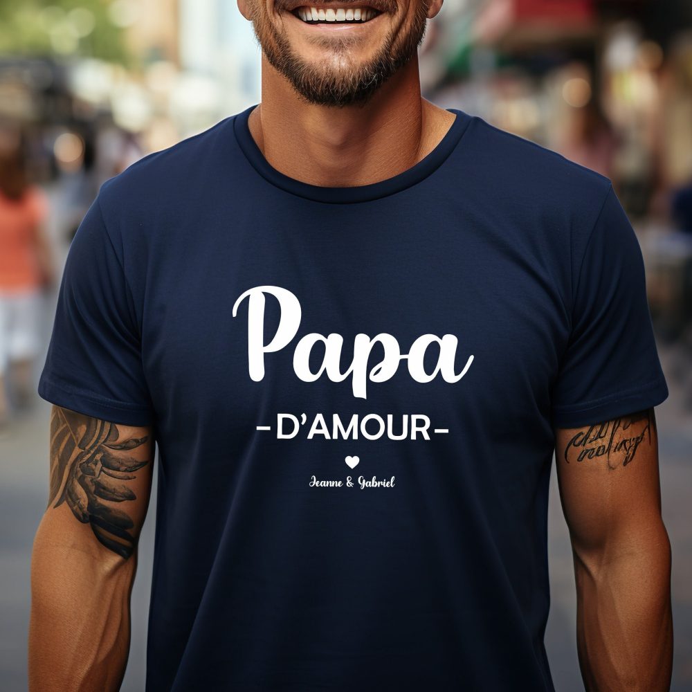 T-shirt personnalisé papa d'amour - Fête des pères - anniversaire papa - Noël papa - Cadeau personnalisé papa.