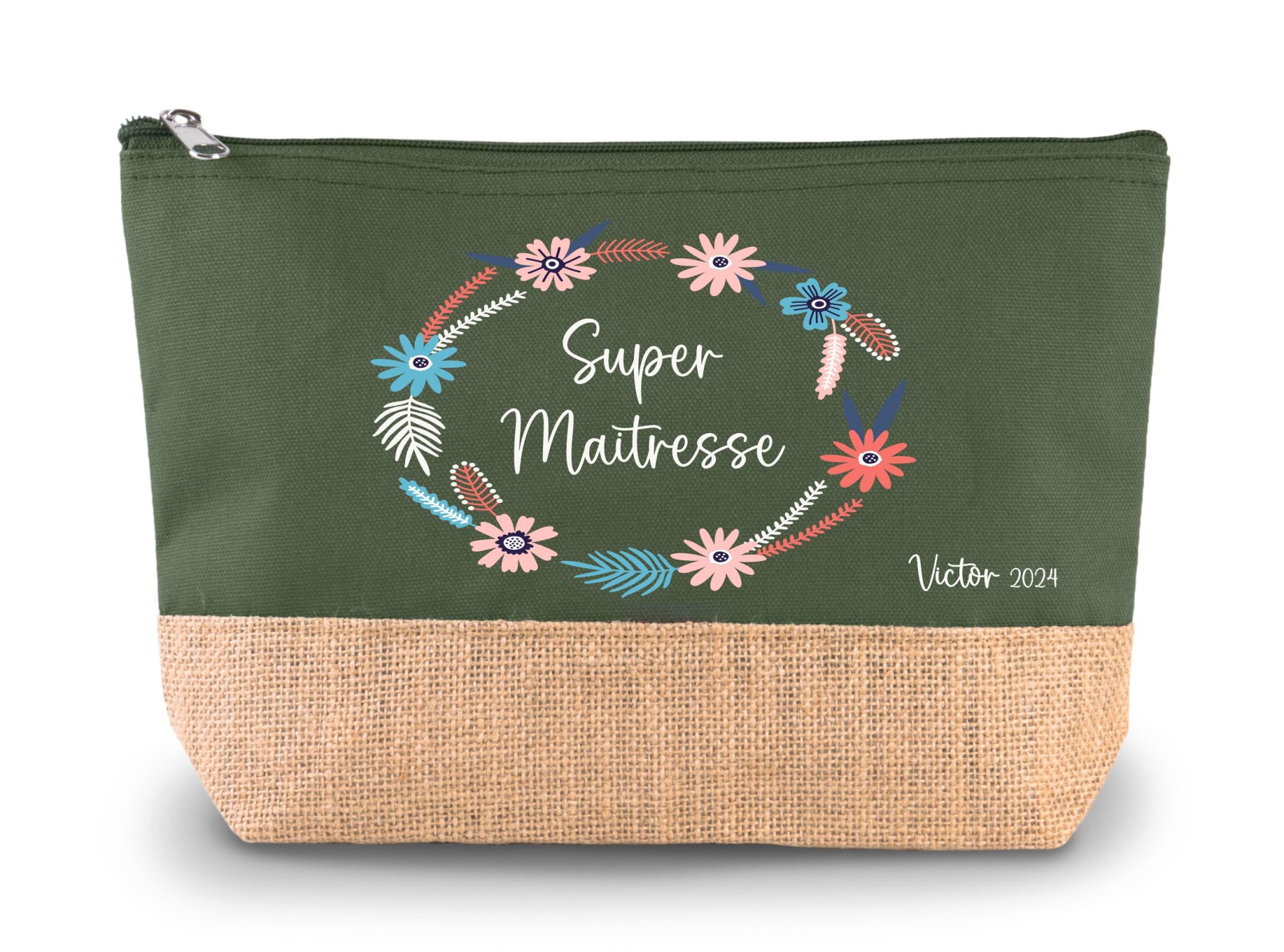Grande trousse à personnaliser - Pochette maitresse - Cadeau maitresse - Cadeau école fin d'année - Cadeau ATSEM. Cadeau personnalisé. — cadeau à personnaliser