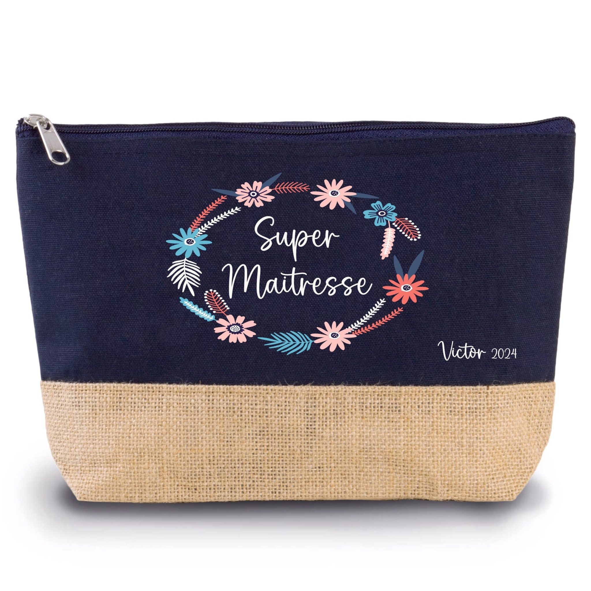 Grande trousse à personnaliser - Pochette maitresse - Cadeau maitresse - Cadeau école fin d'année - Cadeau ATSEM. Cadeau personnalisé. — trousse à personnaliser