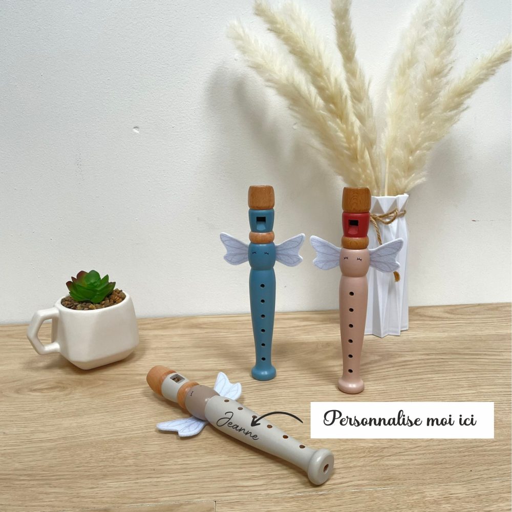 Flûte en Bois pour Enfants - Instrument musique Personnalisable avec un Prénom, cadeau de noël enfant, jouet prénom, anniversaire enfant