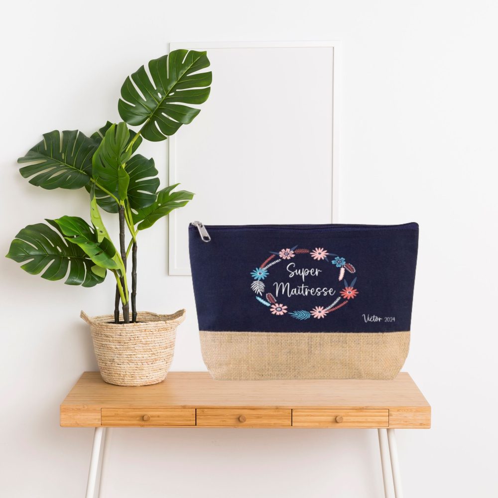 Grande trousse à personnaliser - Pochette maitresse - Cadeau maitresse - Cadeau école fin d'année - Cadeau ATSEM. Cadeau personnalisé.