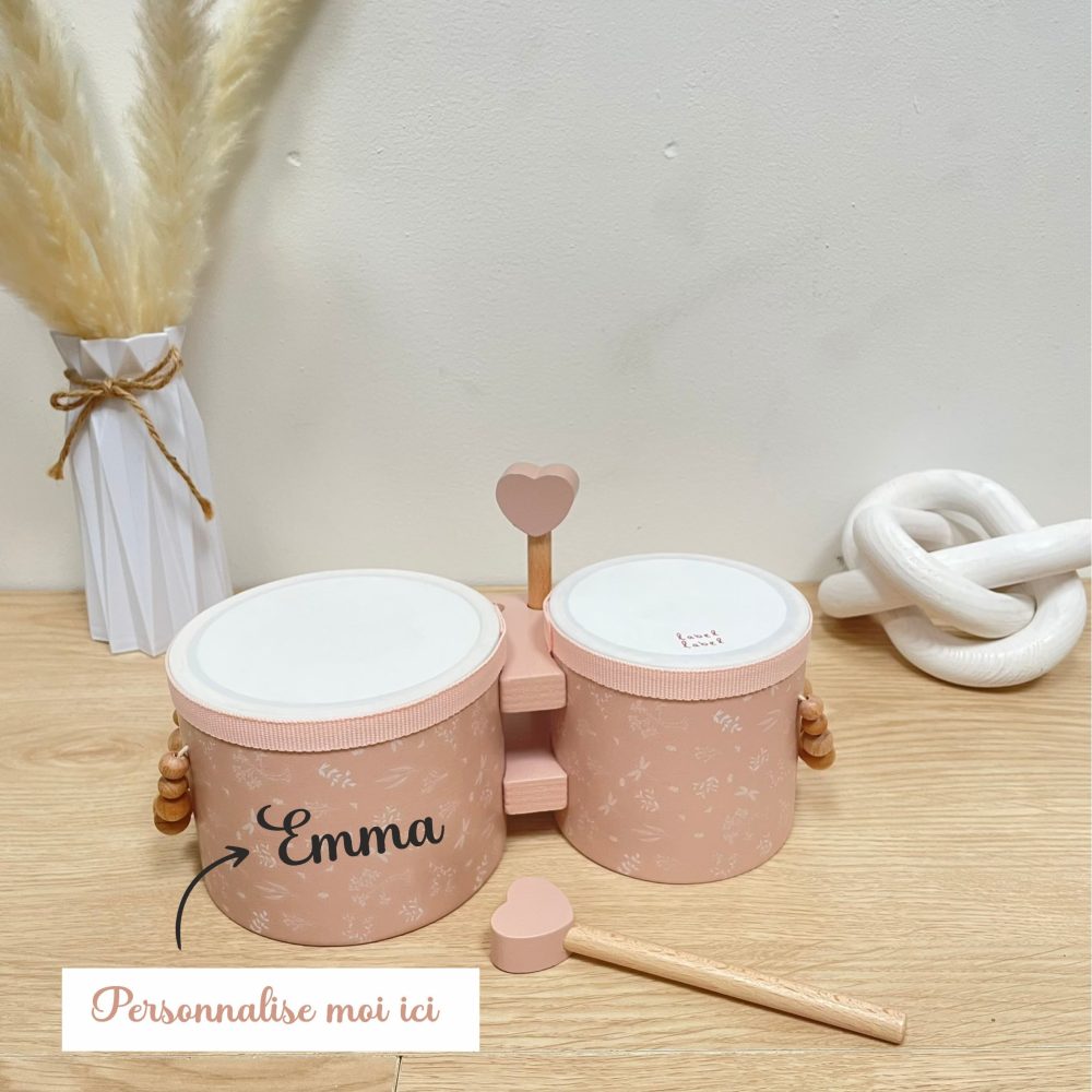 Instrument musique enfant tambour- Jouet personnalisé anniversaire cadeau de noël enfant personnalisé, tambour enfant prénom, cadeau 4 ans