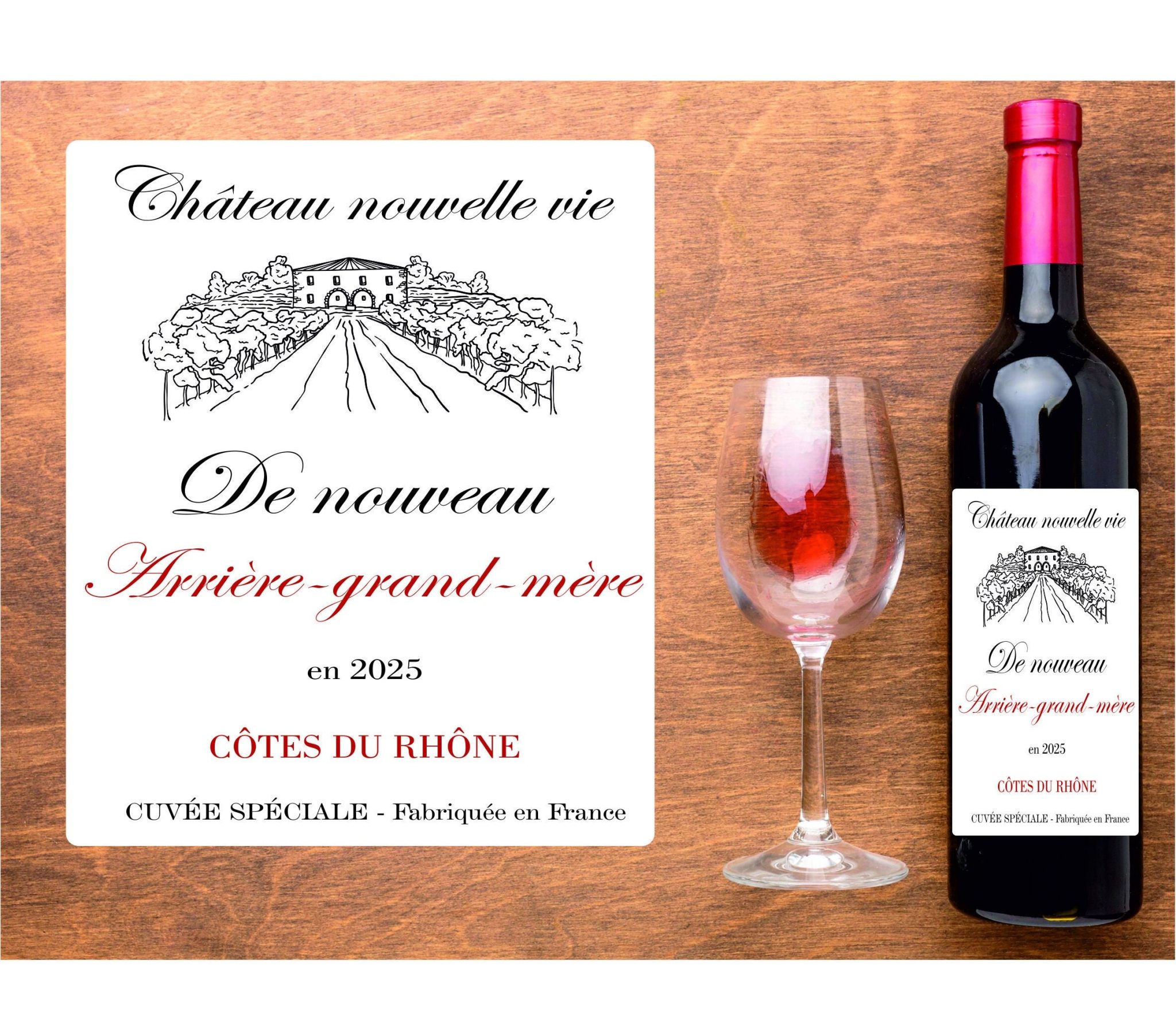 Étiquette de vin annonce grossesse - De nouveau papi, Encore papi - Étiquette waterproof - Existe pour tonton, tata, mamie, grands-parents — étiquette bouteille de vin