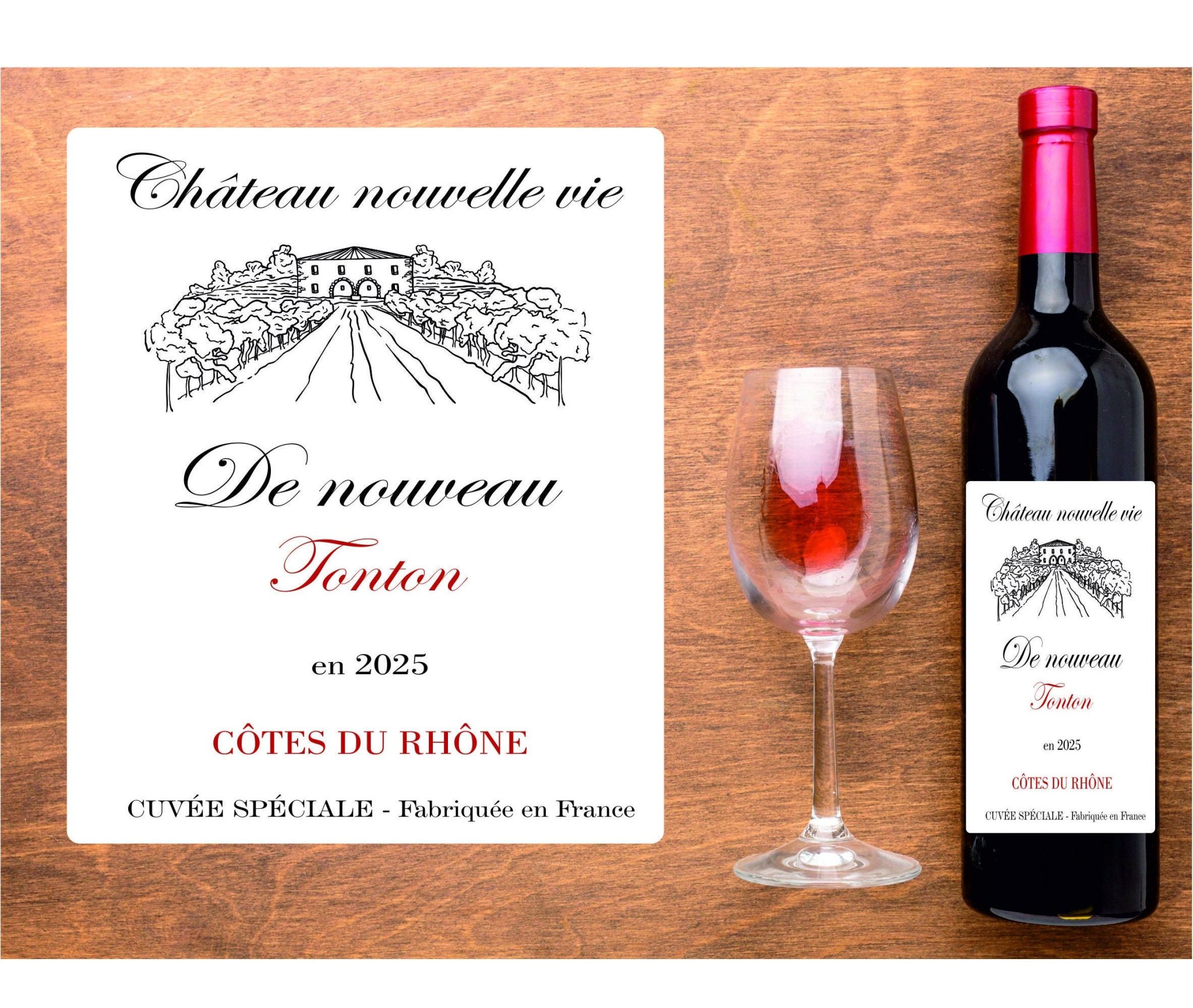 Étiquette de vin annonce grossesse - De nouveau papi, Encore papi - Étiquette waterproof - Existe pour tonton, tata, mamie, grands-parents — vin annonce papi